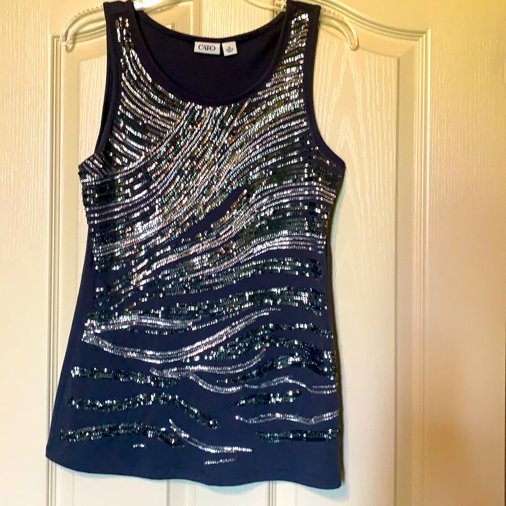 Dark grey sequin tank top